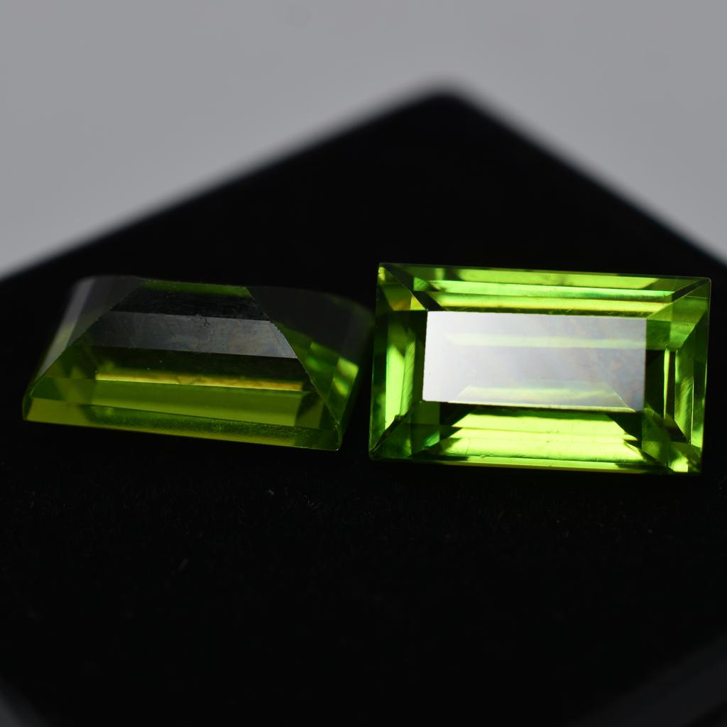 Natural Emerald Cut 16.08 Ct Rare Green Peridot Loose Gemstone Pair