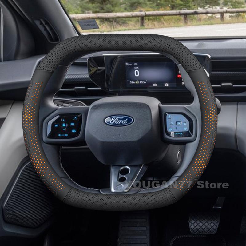 TQ012 Funda de Volante de Cuero para Coche para Ford Capri 2025 Fundas Tipo D Doble Para Fundas Interior del Coche Accesorios para Ford Capri 2025