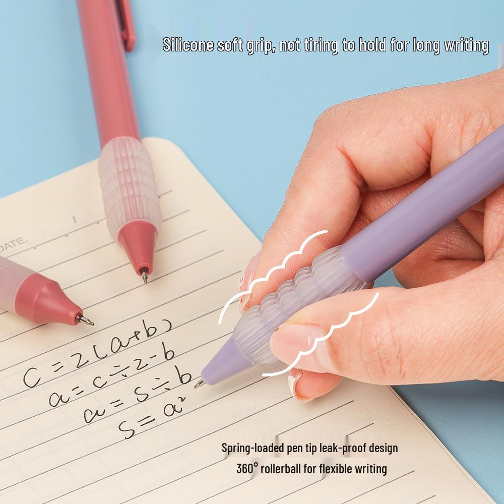 Milk Tea Color Quick-Dry Ballpoint Pen, 0.5mm Student-Friendly, High Capacity, Easy Click Design