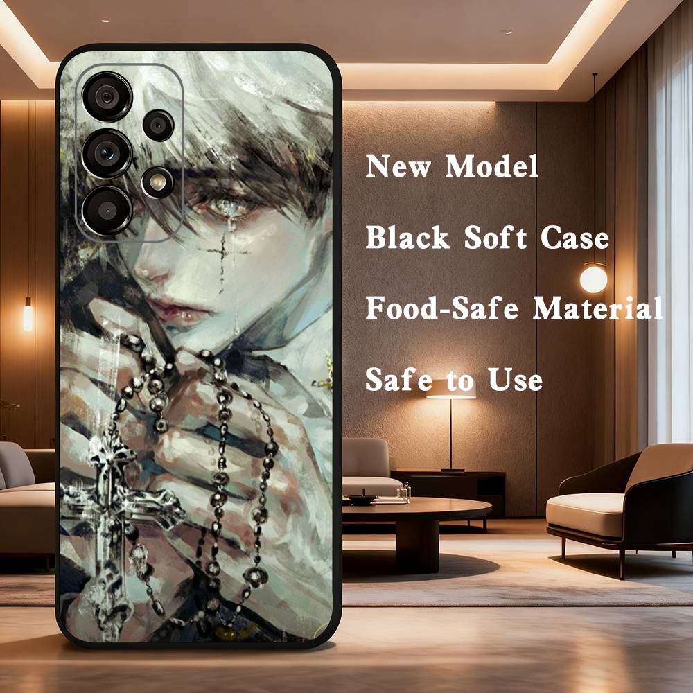 Sword  White Hair Witch For Samsung Galaxy A73,31,71,53,32,72,Note,22,41,8,9,52,J7,Soft Black Silicone Cover Case