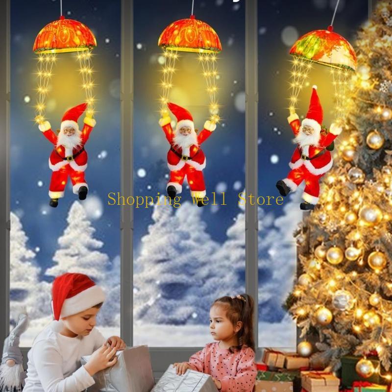 KX4B Efficient LED Santa Parachute Light Outdoor Indoor Christmas Tree Decoration