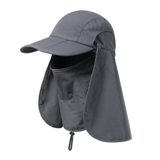 

Рыболовная шляпа, легкая, дышащая, с защитой от ультрафиолета, с широкими полями, с клапаном на шее, регулируемая, с завязкой, шляпа для защиты от солнца на открытом воздухе темно-серого