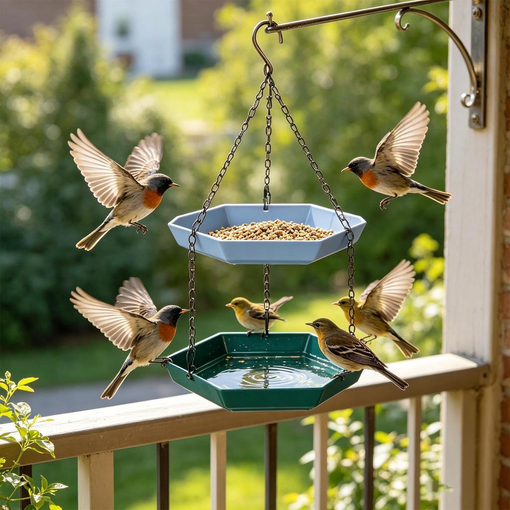 Yard Wild Birds Feeder Outside Birdbath Feeding Tray for Hummingbird Robin Bluebird Garden Backyard Patio Bird Bath for Outside