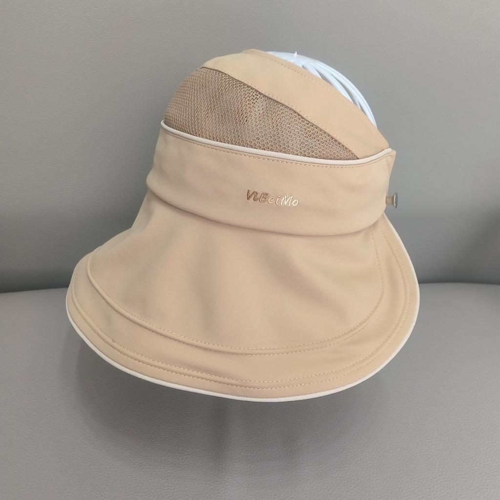 Empty top sun protection hat women's summer cold silk cool feeling large brim UV protection sun hat outdoor beach leisure versatile