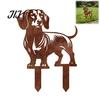 Dackel Gartenstecker Metallstab, Rostige Tier Silhouette Dekorative Hof Hund Dekoration Kunst für Außen Rasen, Weg, Terrasse, Blumenbeet Rustikales Schild