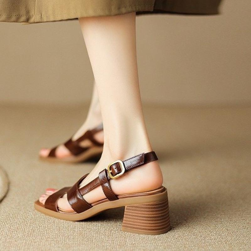 Chunky Sandals High Heels Women Shoes Summer Dress Walking Retro Slippers 2025 Fashion New Slingback Pumps Mujer Zapatos Slides