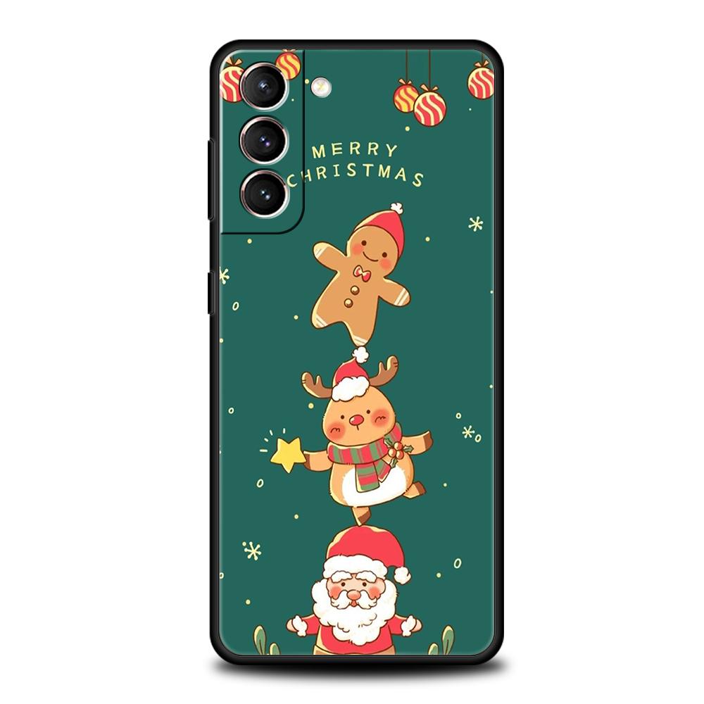 

Рождественский чехол для телефона с Санта-Клаусом для Samsung Galaxy S24 S23 Ultra S22 S21 S20 FE 5G S10 S10E S9 Plus S8 Силиконовая черная крышка Samsung S20Ultra