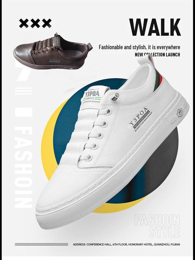 2024 Męskie wiosenne modne skórzane buty sportowe casualowe - modny i prosty design