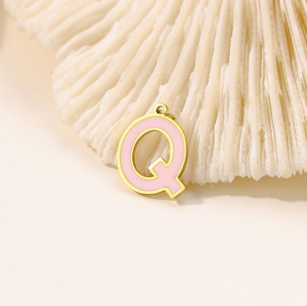 CARLIDANA Hot Sale New Style Hot Sale DIY Accessories Oil Drop Colorful Initial A -Z Letter Brand Stainless Steel Pendant Charms