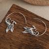 Phoenix Bird Hoop Earrings Gold Color-tone with Hoops
