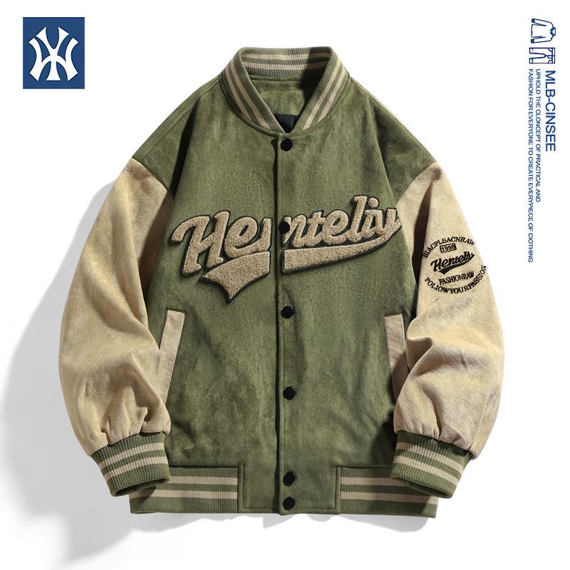 

Співпраця MLB x NY: Ретро американська замшева плюшева бейсбольна куртка з бавовняним наповнювачем для чоловіків. 4XL