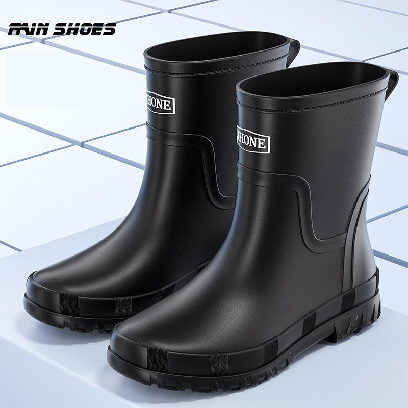 

Мужские высококачественные резиновые сапоги, закрытые, непромокаемые и водонепроницаемые, средней высоты, нескользящие, с завязками на шнурке, теплые резиновые сапоги из хлопка с флисовой подкладкой 45 чёрный