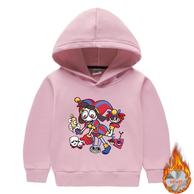 New Style Velvet-Enhanced Hooded Sweatshirt Two-Piece Set for Boys and Girls - Thick Warm Clothing for Autumn and Winter