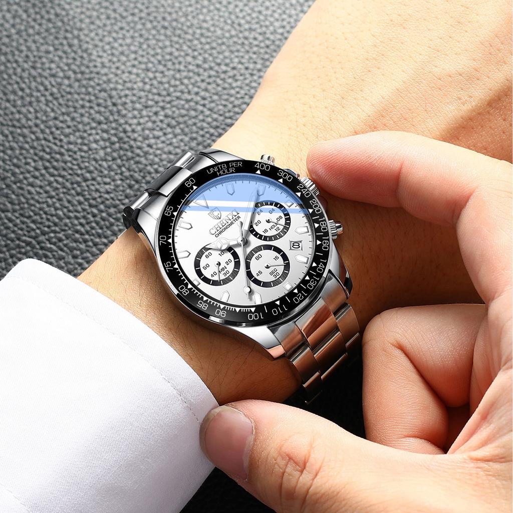 Men Watch Steel Luminous Watches Men's Army Military Quartz Wristwatch Chronograph Male Clock Relogio Masculino