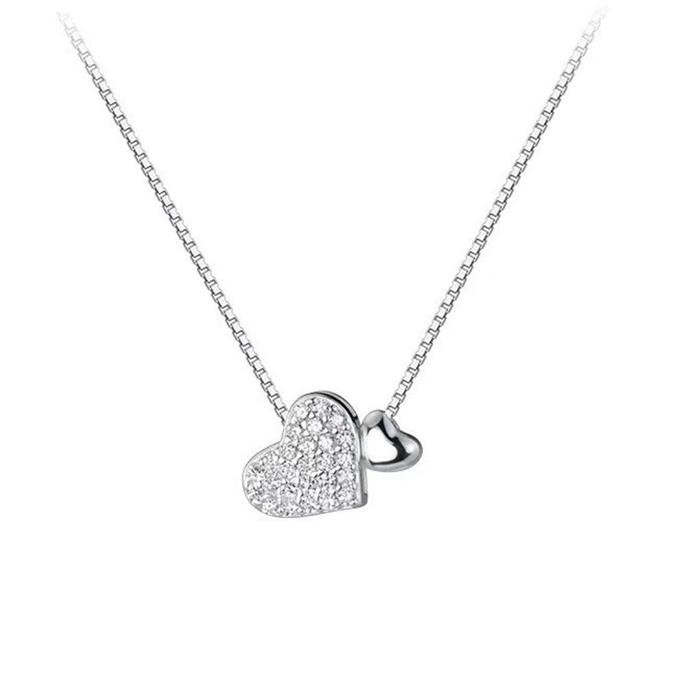 Women S925 Sterling Silver Heart Necklace Dainty 14k Gold Plated CZ Love Heart Pendant Choker Necklaces Birthday Gifts For Her