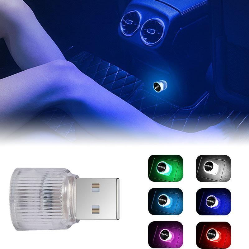 1Pcs USB Car LED Light Auto Interior Atmosphere Emblem Light Styling For Mercedes-Benz Amg C500 C200 C300 A B C E GLA CLA GLK GL ML GLE