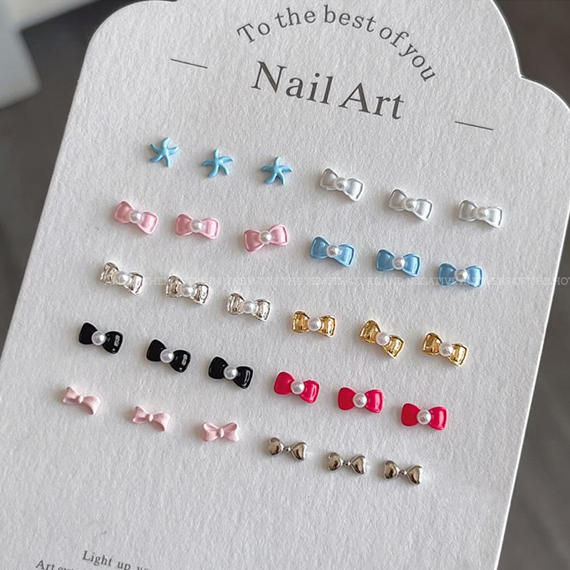 5 Stück 3D Schleifen Krawatte Nagelkunst Charms, Luxus 3D Legierung Schleifen Strasssteine, Nageldekoration Zubehör