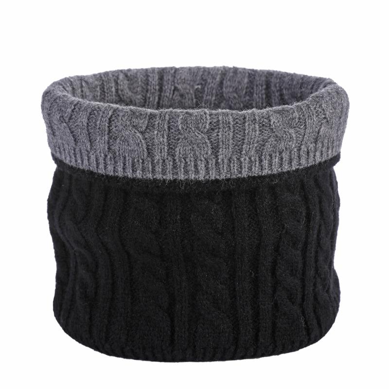Winter solid color warm scarf double-sided twist fashion neck cover women's scarf knitted wool elastic single ring pullover hat