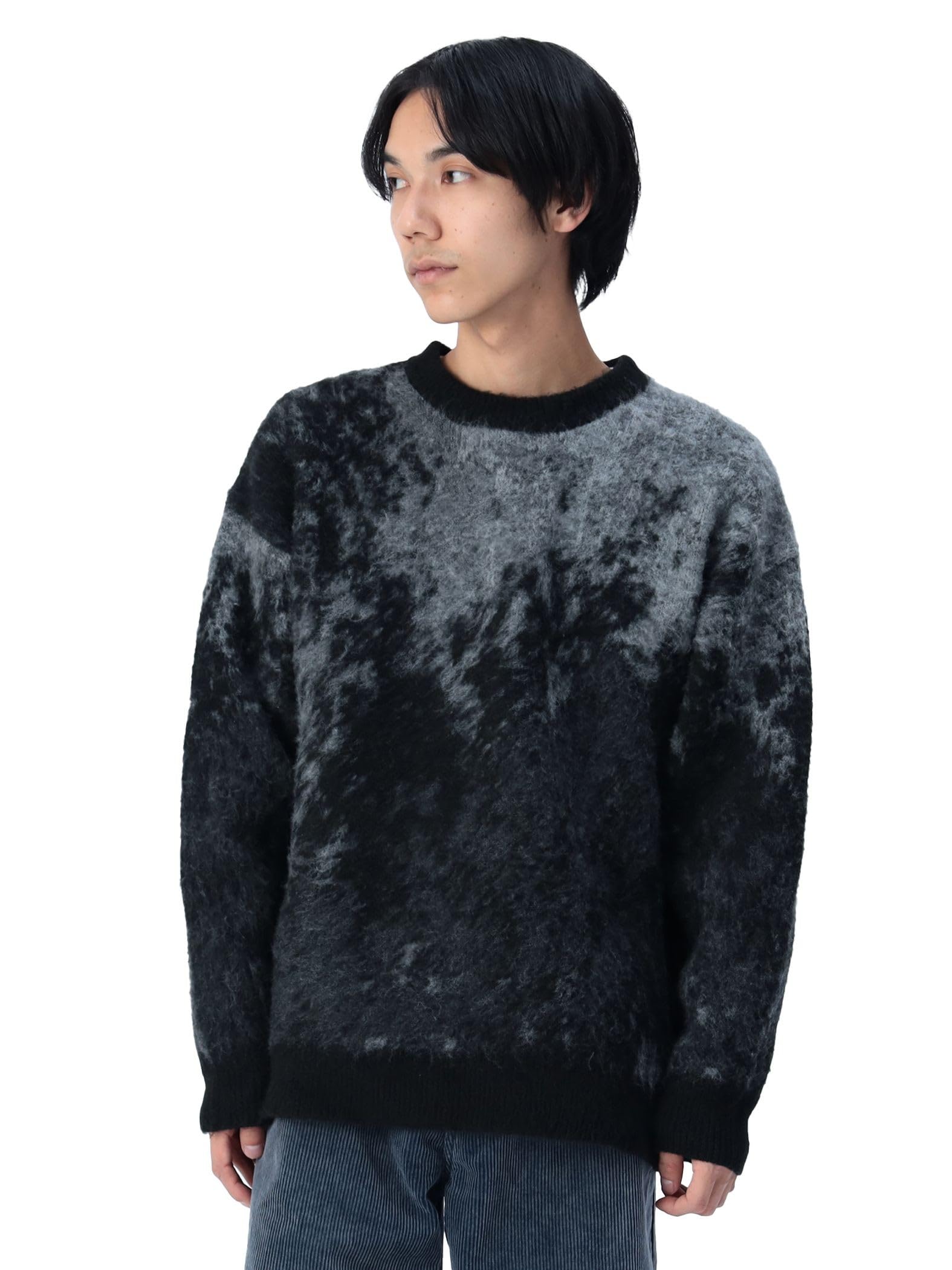 

Beams Heart Men s Shaggy Marble Crew Knit Sweater, Black, Medium, 42150080147