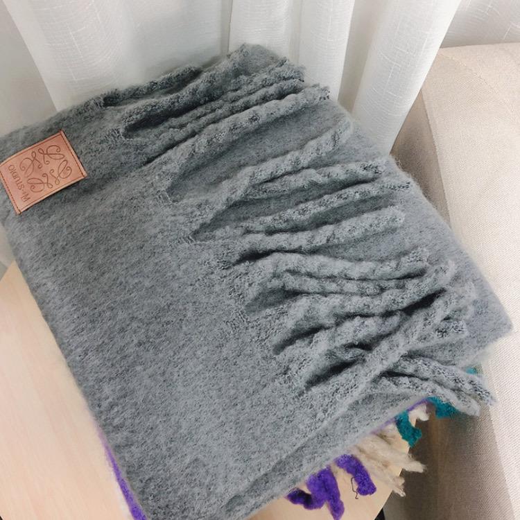 

Зимний шарф, женский кашемировый теплый однотонный платок из пашмины, женские шарфы, толстые и мягкие буфанды, шаль с большими кисточками, длинный палантин серый