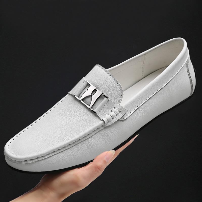 2024 Pánské boty z pravé kůže Luxusní značka Formální Neformální Pánské mokasíny Mokasíny Měkké Prodyšné Nazouvací Loďkové boty Vysoká kvalita