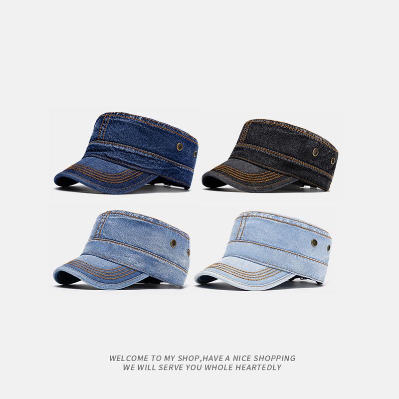 Flat Top Men Women Denim Sun Protection Sun Hat Baseball Cap