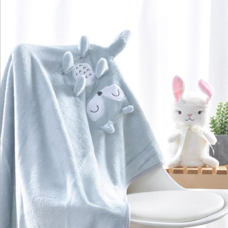 1pc 75cmX100cm Baby Embroidered Flannel Blanket Cartoon Children's Blanket Flannel Blanket All Season Use Cartoon Character