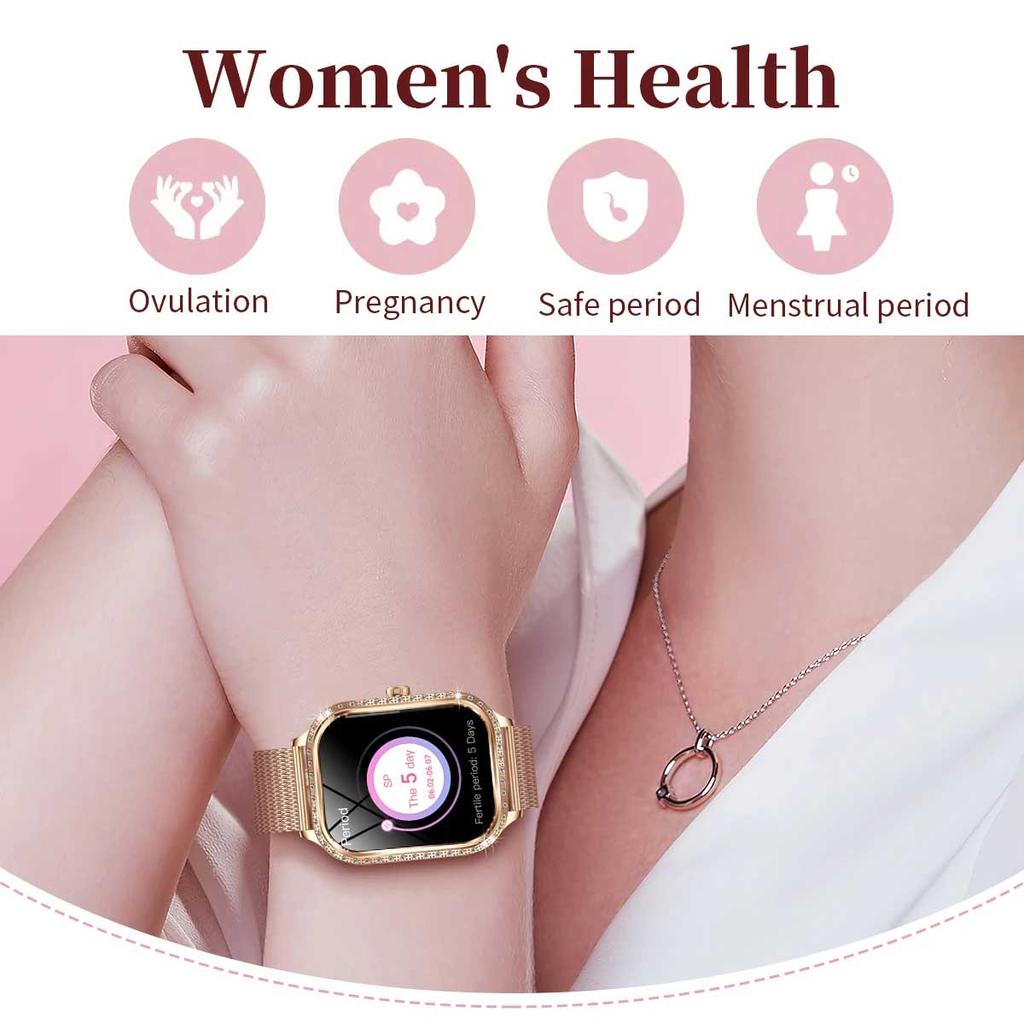 2025 New GPS Track Smart Watch Ladies 466*466 HD Screen Heart Rate Blood Pressure BT Call Smartwatches Women For Android IOS