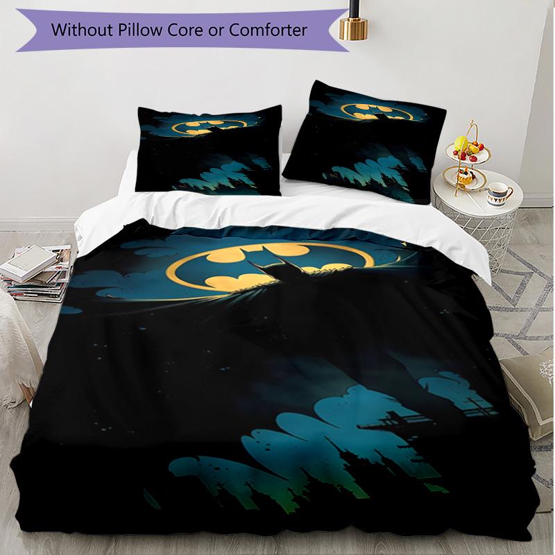 3pcs Duvet Cover Set (1*Duvet Cover + 2*Pillowcase, Without Core), Superheroes Print Soft All‑Season Bedding Set, Home Bedroom Decor Gift