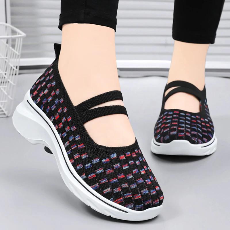 Fashion Plus Size Women Flat Shoes 2025 Fashion Elastic Band Weave Shoes Women Comfort Flat Shoes Women Casual Loafers Zapatos De Mujer