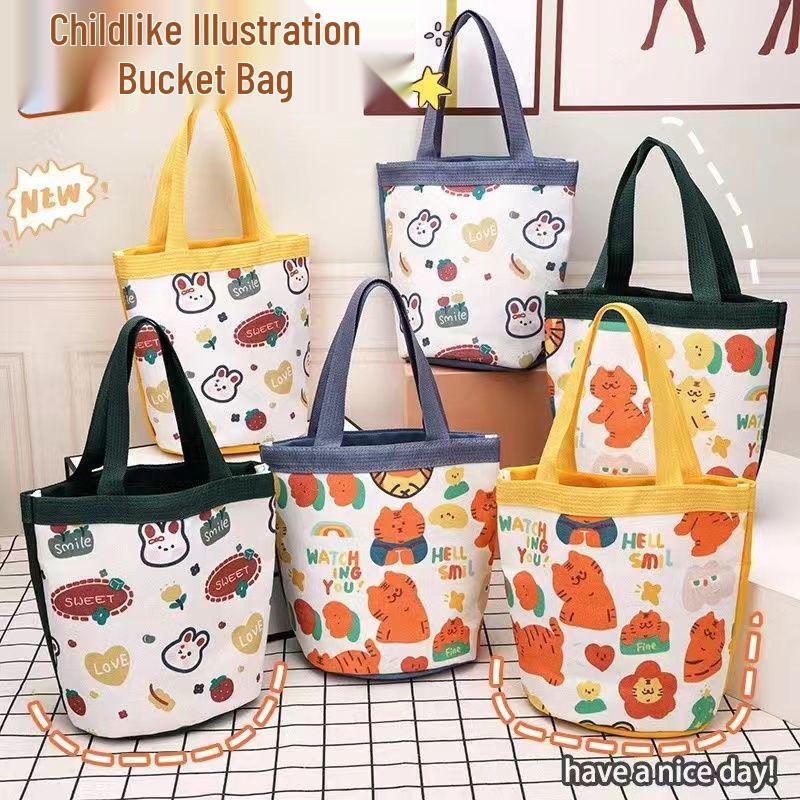 

Cartoon Canvas Gift Bag & Water Bottle Set for Kids - Cute Kindergarten Birthday Souvenir Standard