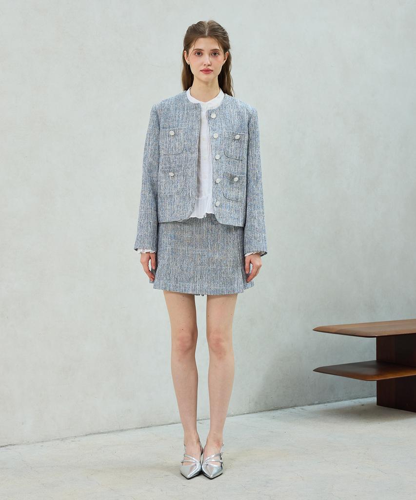 Alikim Cherish Tweed Skirt Pants / Sky Blue