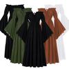 Dress Strapless Medieval Dress Retro Dress Maxi Long Dress Palace Style Female Dress One-shoulder Flared Sleeve Waist Dress