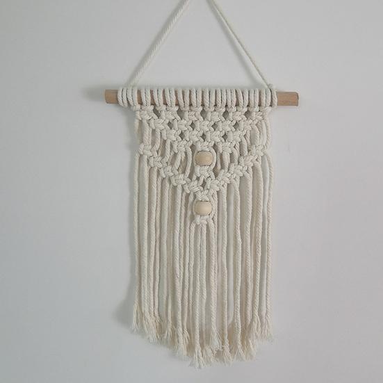 Boho geflochtenes Wandbehang, Geometrischer Wandbehang, Geknüpfter Baumwollseil Wandbehang mit Quasten für Zuhause Schlafzimmer Kinderzimmer Eingangsbereich Wandkunst