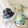 Summer Baby Boys Girls Toddler Cartoon Animal Print Bucket Hats Caps Reversible Sun Headwear