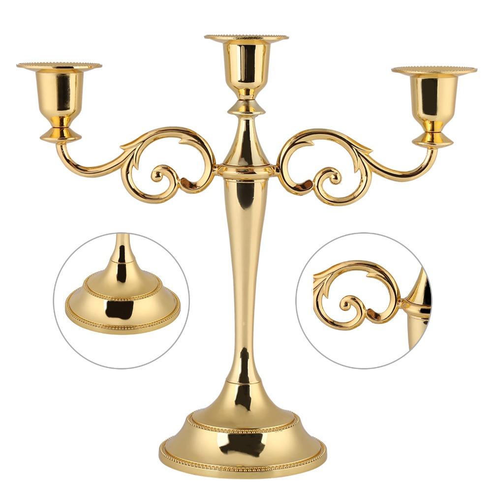 3 Arm Candle Candelabra Polished Finish Candlestick Holder Taper Candle Holder  Wedding Decor