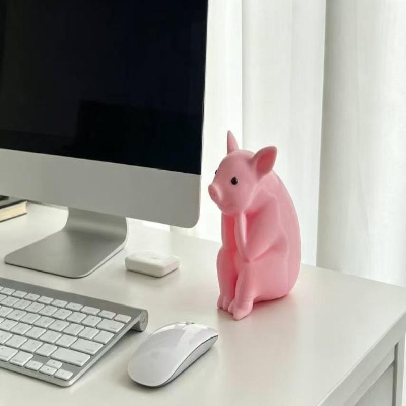 Cute Resin Pink Pig Sitting On Toilet Figurine Adorable Funny Design For Bathroom Bedroom Desktop Home Decor Gift For Pig Lovers