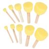 20pcs Sponge Brush Set DIY Round Yellow Mushroom Stick Painting Tools for Children Craft Drawing