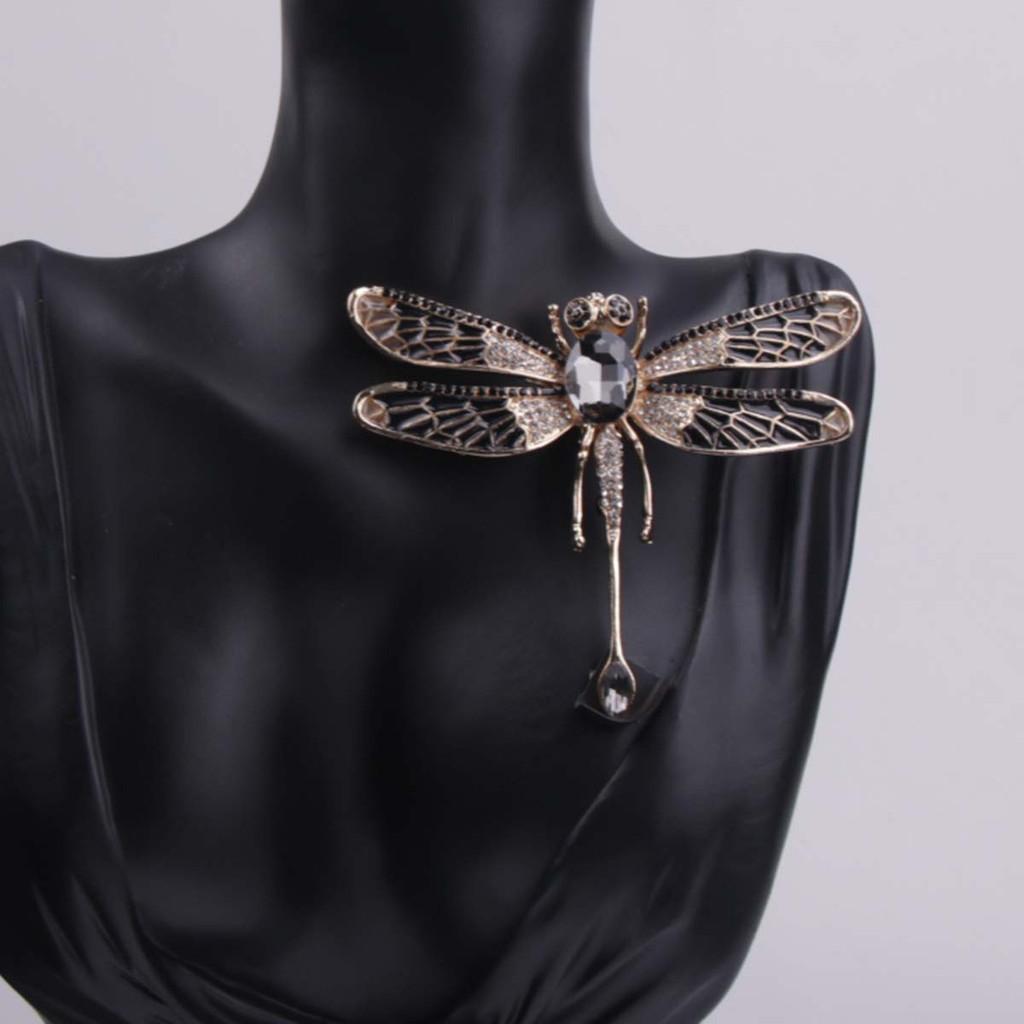 

Women Enamel Dragonfly Brooch Diamond Insect Coat Accessories Backpack brooch