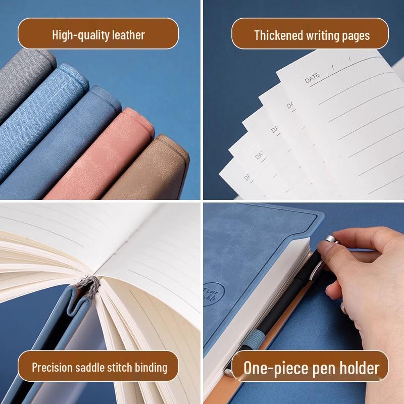A5 Hardcover Notebook with Pen Loop, 2025 Diary, B5 Notebook, and A6 Pocket Notebook - High-Value Business Set