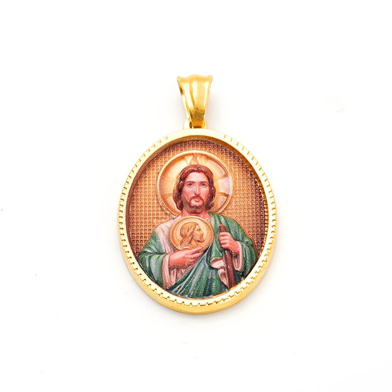 Men's Retro Saint Christopher Greek Mythology Pendant Necklace in Stainless Steel