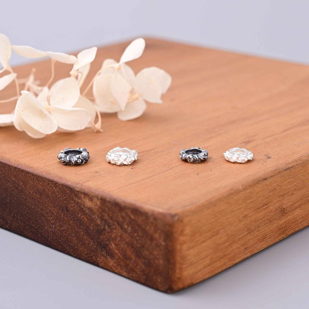 S925 Sterling Silver 3D Flower Bud Spacer Beads for DIY Crystal Bracelet Jewelry