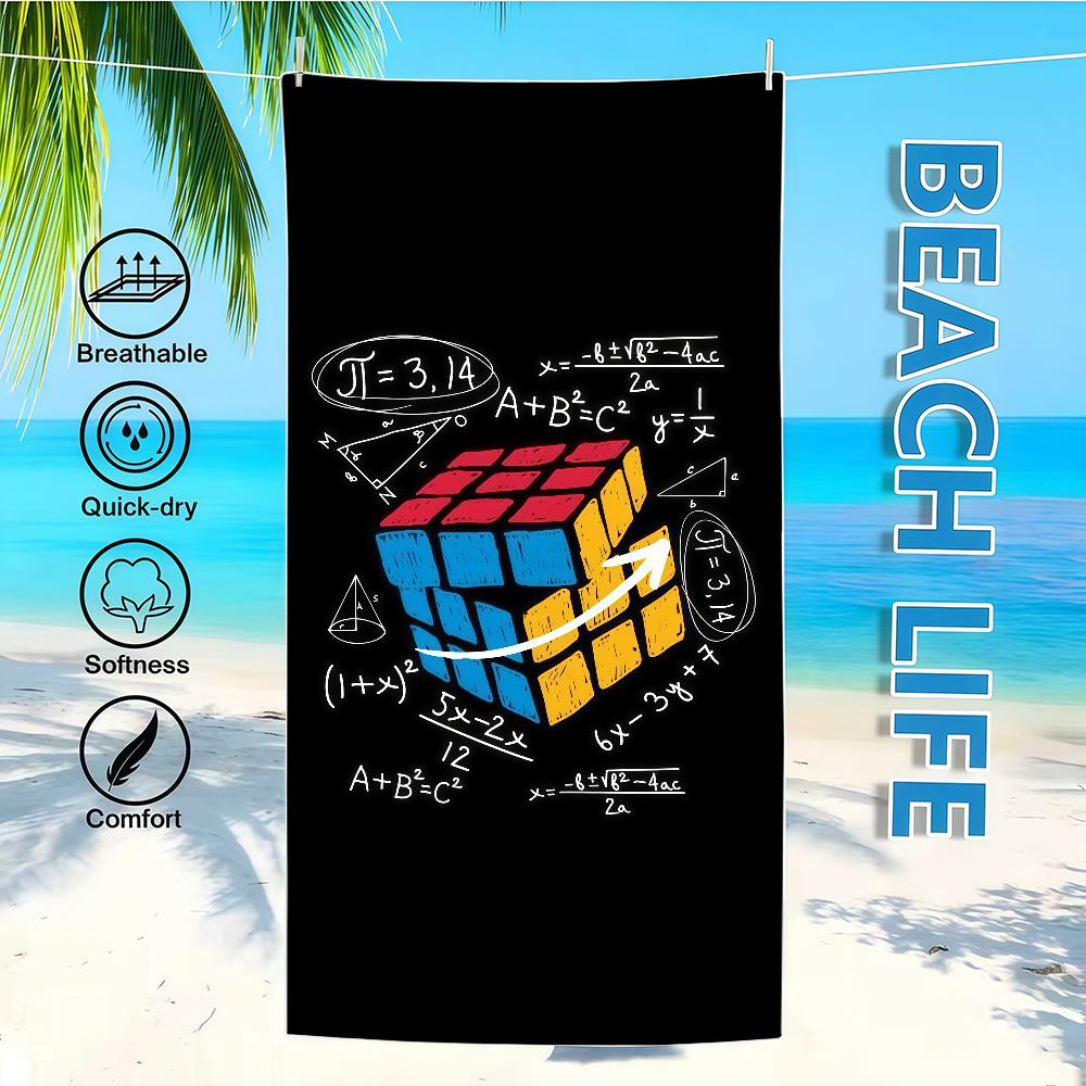 R-RubiksS C-CubeS Towel Textile Bathrobe Beach Quick-Drying Lightweight Portable Camping Swim Pool Travel