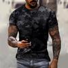 Fashionable New Camouflage Hip-Hop Pattern Men's Printed T-shirt Casual Round Neck Comfortable Short Sleeved Top