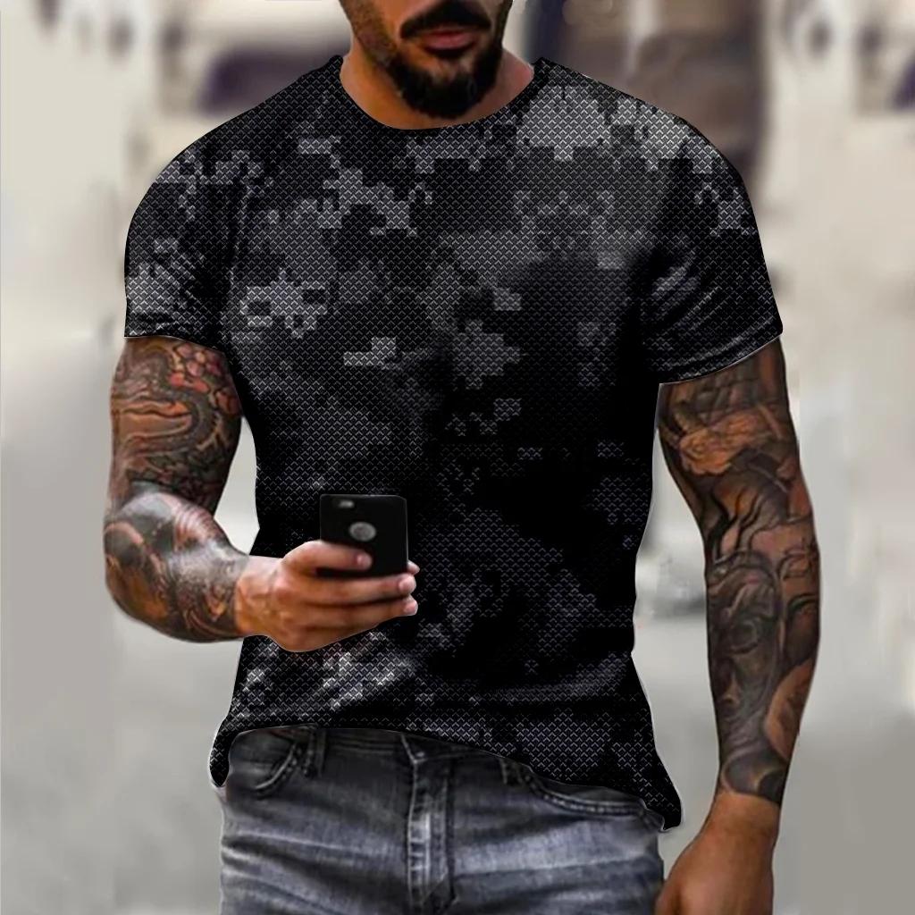Fashionable New Camouflage Hip-Hop Pattern Men's Printed T-shirt Casual Round Neck Comfortable Short Sleeved Top