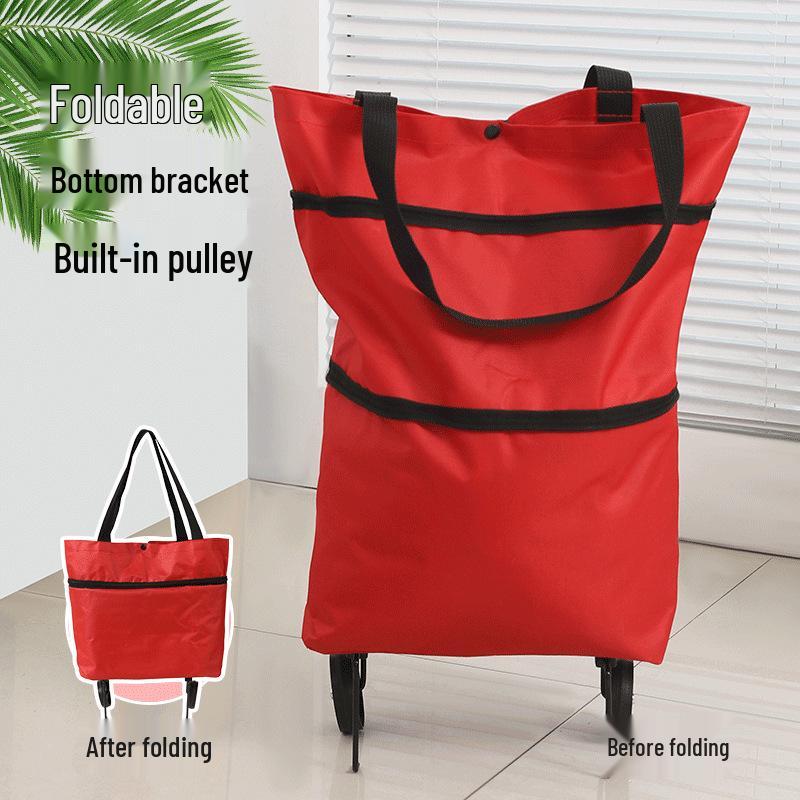 

Eco-Friendly Foldable Rolling Grocery Bag with Wheels – Large Capacity, Portable Women s Handbag Black