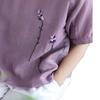 Women's Retro Floral Embroidered Cotton Linen Short-Sleeve Loose T-Shirt