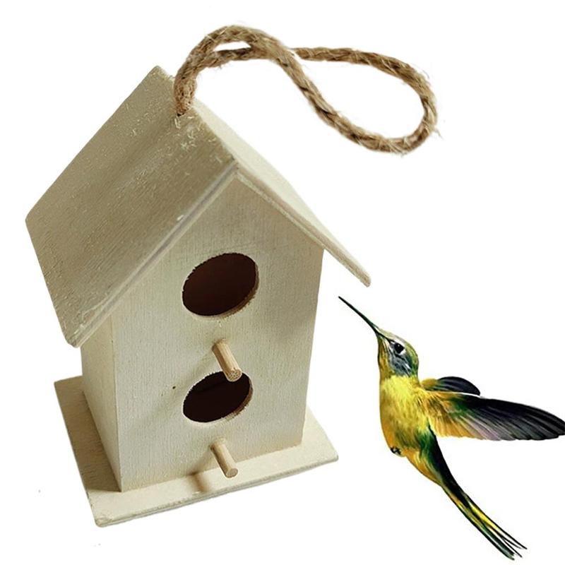 Wooden Mini Bird Cage Outdoor Hanging Birdhouse Box Wooden Bird Parrot Nest Bird Products Garden Bird Cages Home Yard Decoration