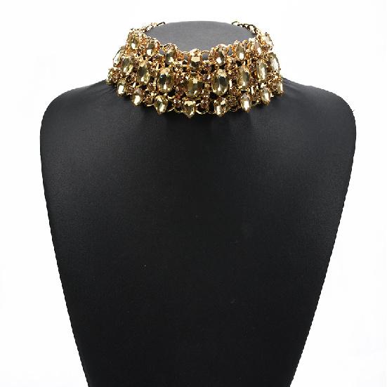 Collar Gargantilla de Gota de Agua Colorida con Diamantes Completos, Accesorio Exagerado de Declaración para Conjunto de Ropa de Mujer