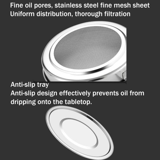 Stainless Steel Oil Can Container with Fine Filter Frying Oil Saver for Straining And Storing Cooking Oil Reuse 1.4L Capacity Rust-Proof Kitchen Oil